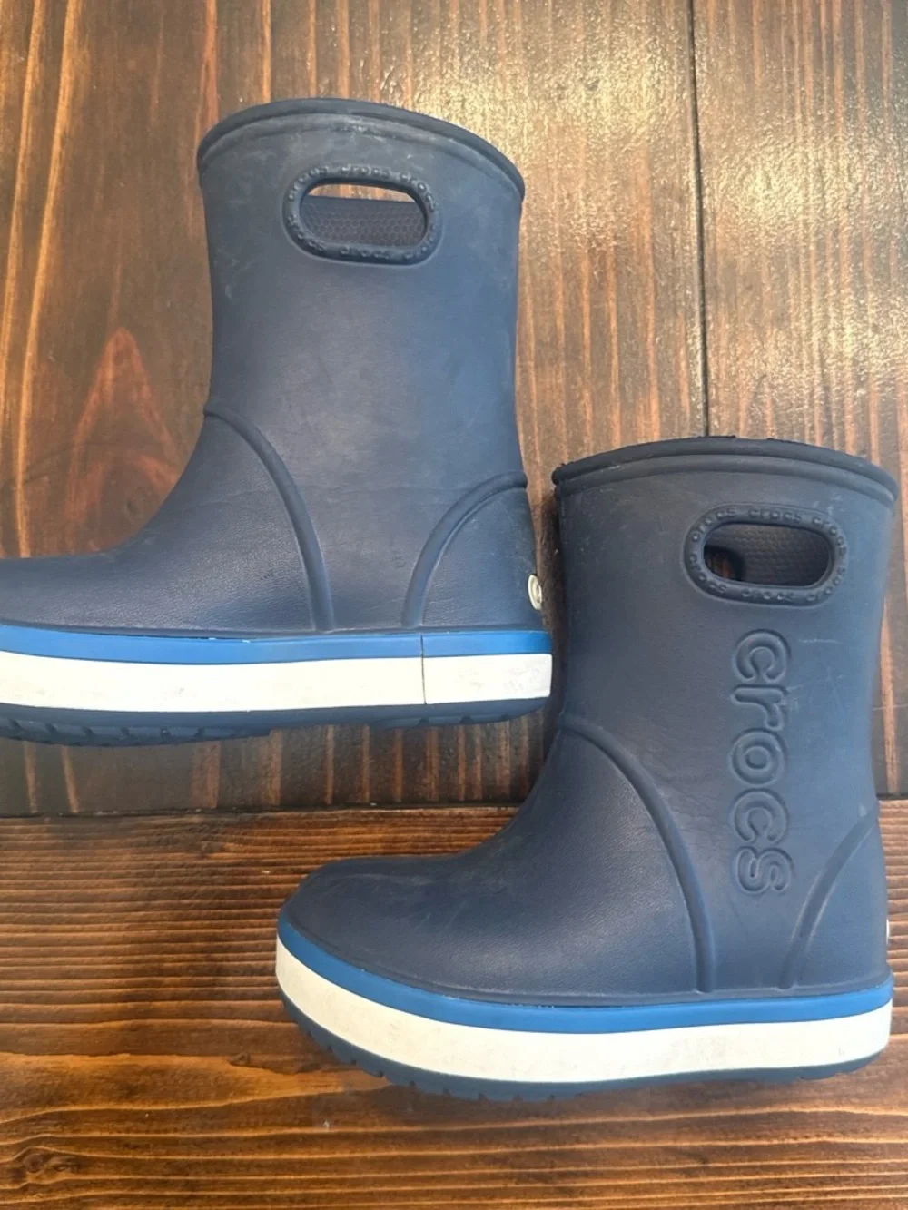 CROCS Kids' Navy and White Waterproof Rain Boots